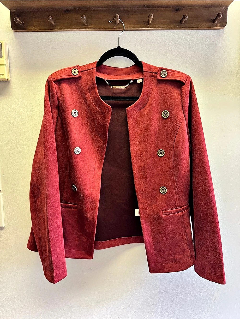 Tahari Red Feux Suede Jacket Size 10